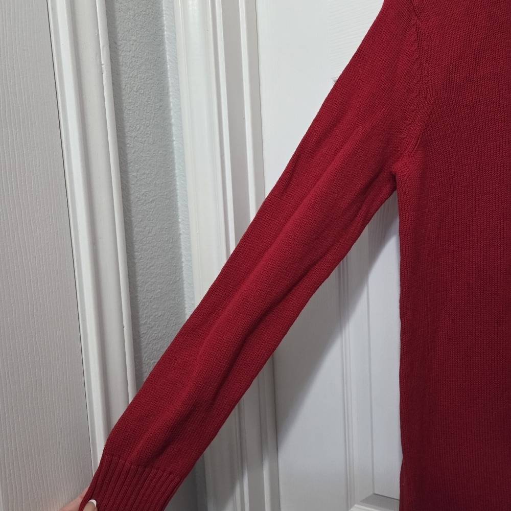 Polo Ralph Lauren Turtle Neck Wool Blend Knit Red Sweater Dress Size Small - Picture 3 of 10